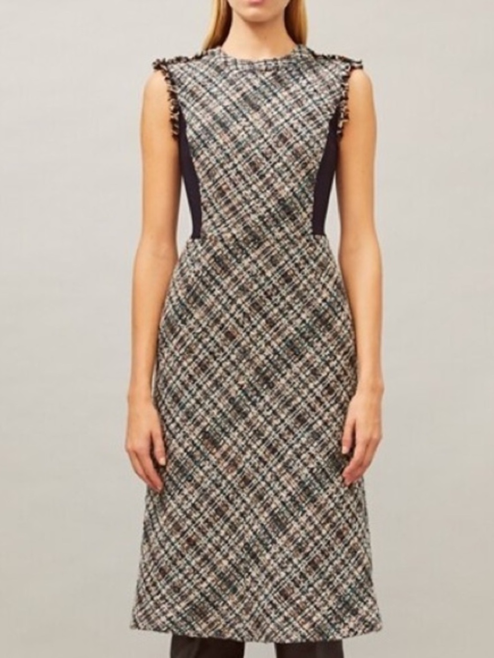 Tory Burch Tweed Pencil Dress Black, Navy/Multi Size Dress (Size 8, like new)